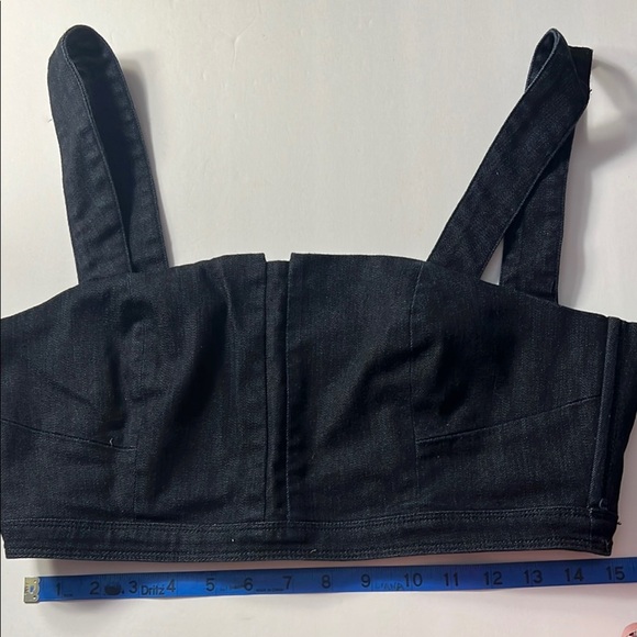 EUC Armani Exchange Black or Navy Denim Crop Top | Size Small - Picture 1 of 7